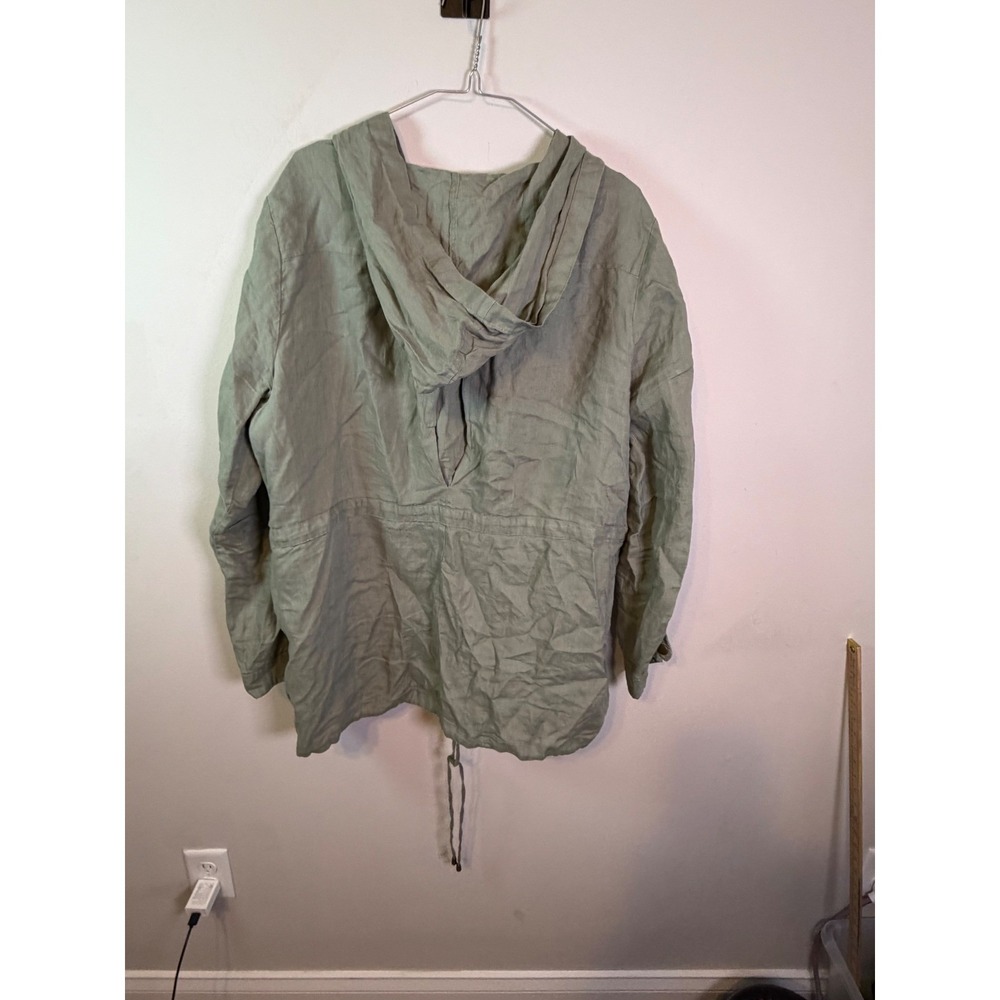 Style & Co Womens Utility Jacket 100% Linen Sage Green Size 16 - Picture 6 of 7